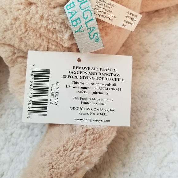 DOUGLAS BABY Bunny Plumpies Cuddle Toy Pink Satin Paws NWT - Picture 11 of 12